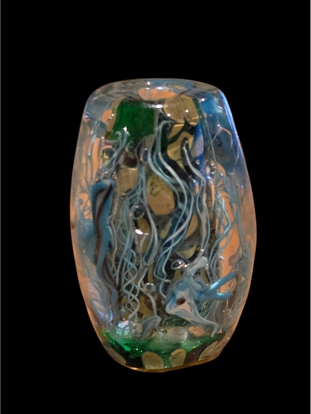 Big Lampwork Glass Aquarium Bead Focal 42mm 50g Tropical Fish Undersea Art